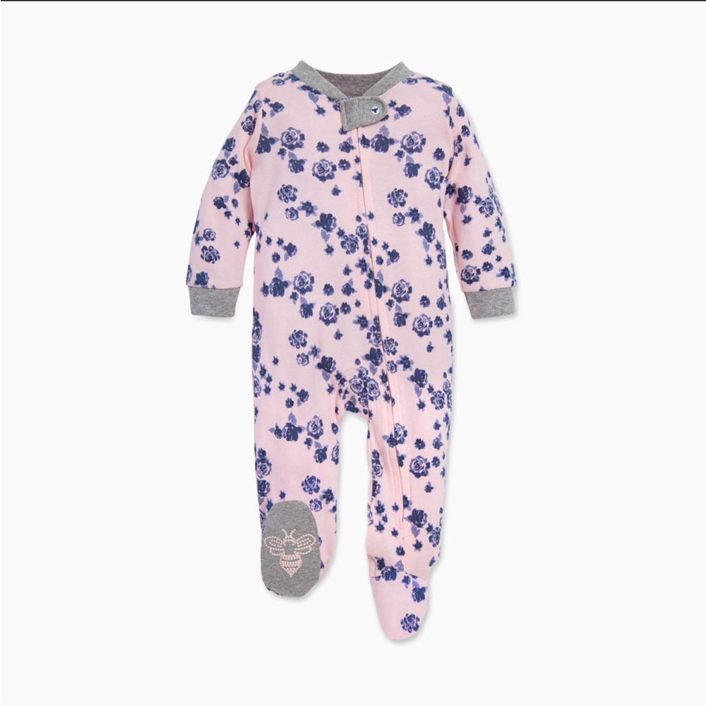 Burt's Bees Baby Blue Floral Footie Pajamas